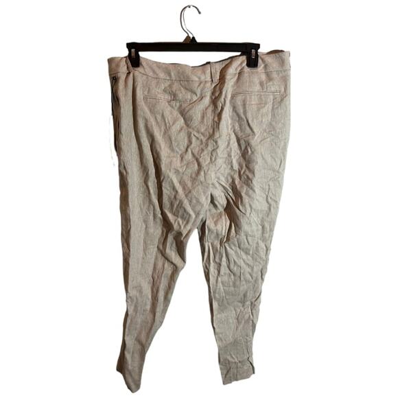Calvin Klein Plus Size Linen Skinny Pants Women 14W Khaki Slim High Rise NWT - Picture 2 of 5